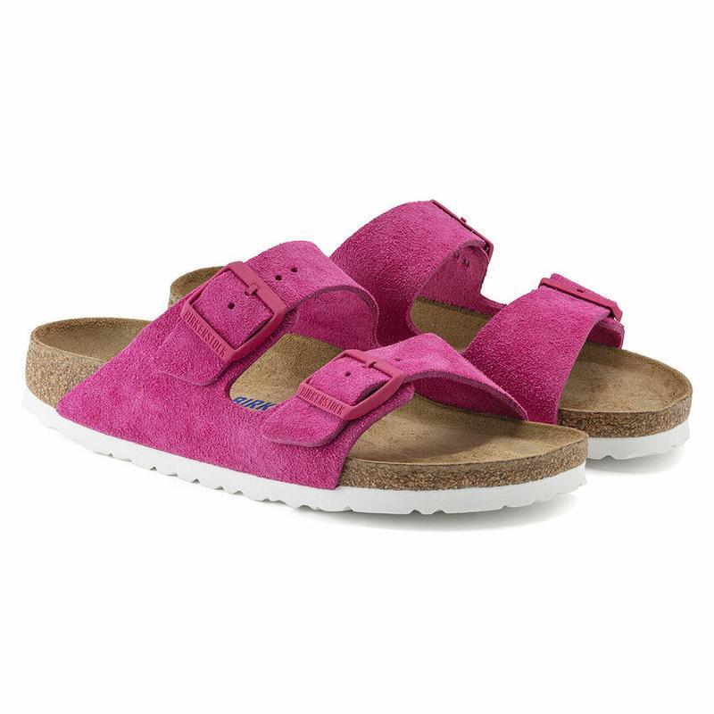 Birkenstock Soft Footbed Ruskind Læder Arizona Dame Lilla | DK 90QMA